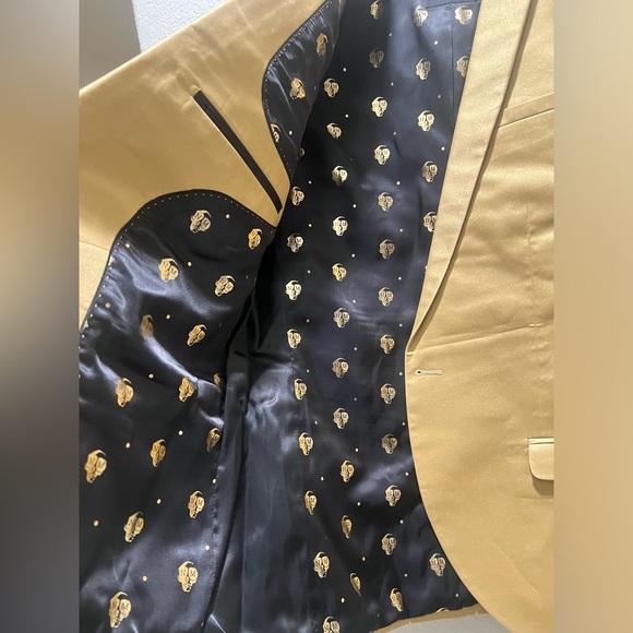 Noose and Monkey Gold and Black Men 2pc Suit Jacket And Vest - Size 42R - Picture 4 of 14